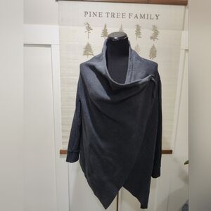 AllSaints Draped Open-Front Knit Cardigan – Charcoal Grey – Size XS